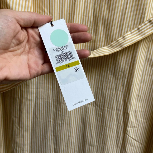 Calvin Klein striped cotton belted shirt dress Sz 14 - Picture 9 of 11